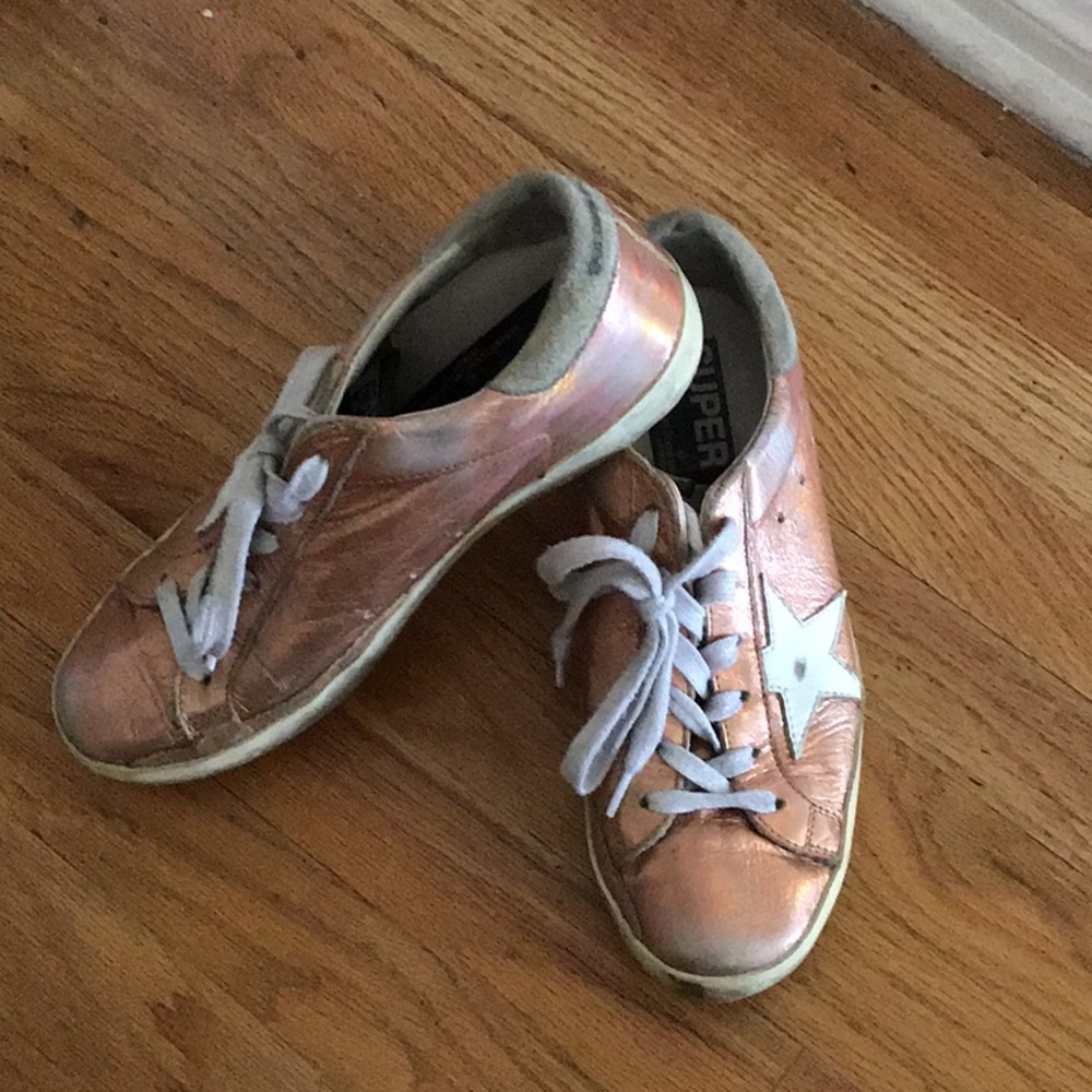 Rose Gold Metallic Golden Goose low tops